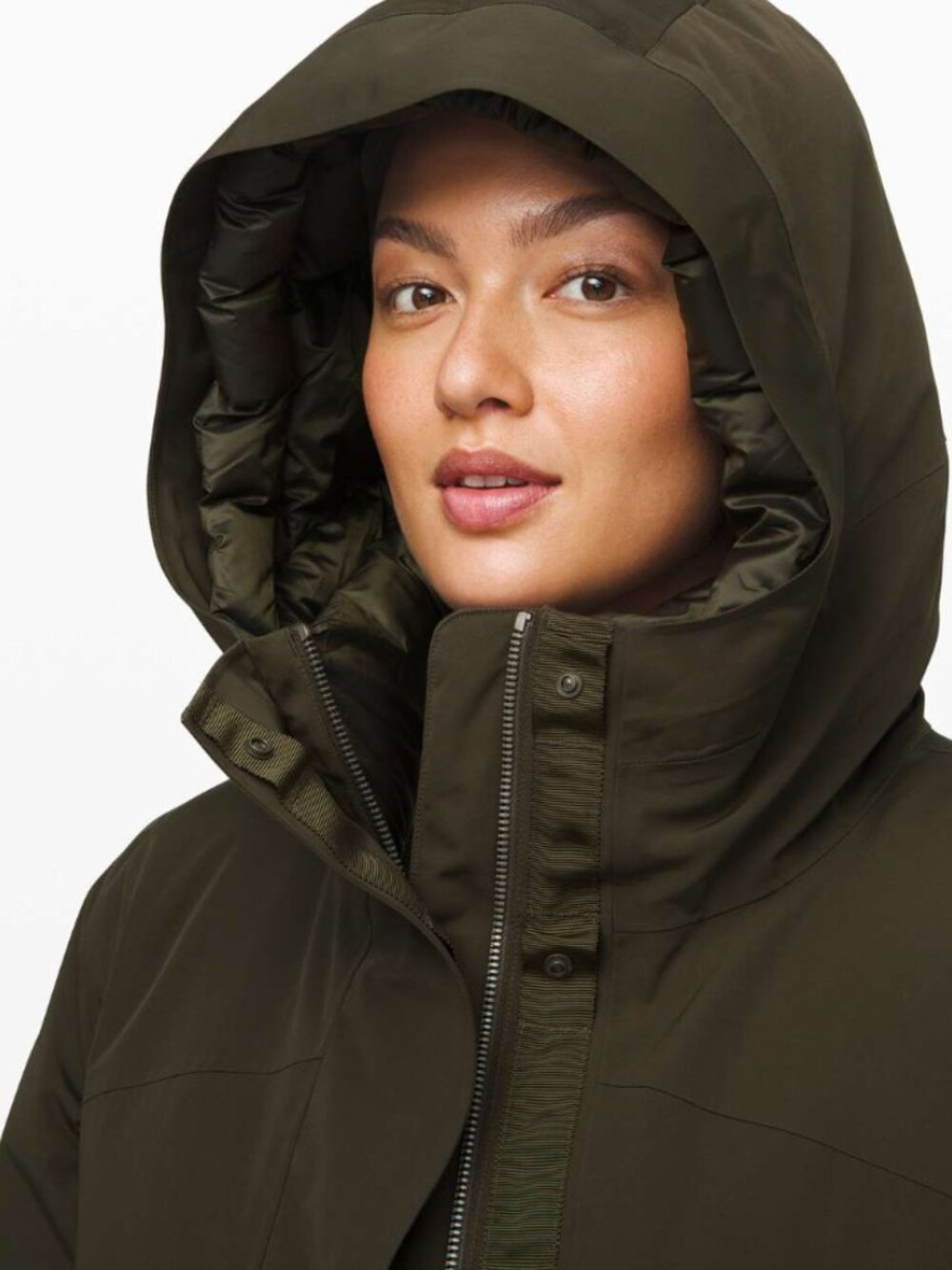 Lululemon Winter Warrior Long Parka Coat in Dark Olive Green Sz. 6 - Picture 6 of 14